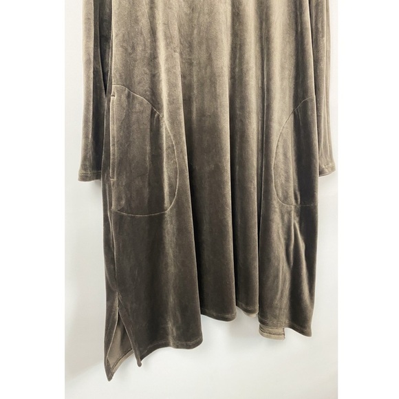 J Jill Pure Jill Womens Velour Dipped Hem Dress M Tall Mocha Tunic Pockets - Picture 4 of 9